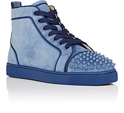 Lou Spikes Suede Sneakers in Blue - Christian Louboutin