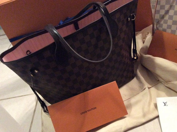 Louis vuitton Neverfull MM Damier Azur Brown Red Inside in 2023